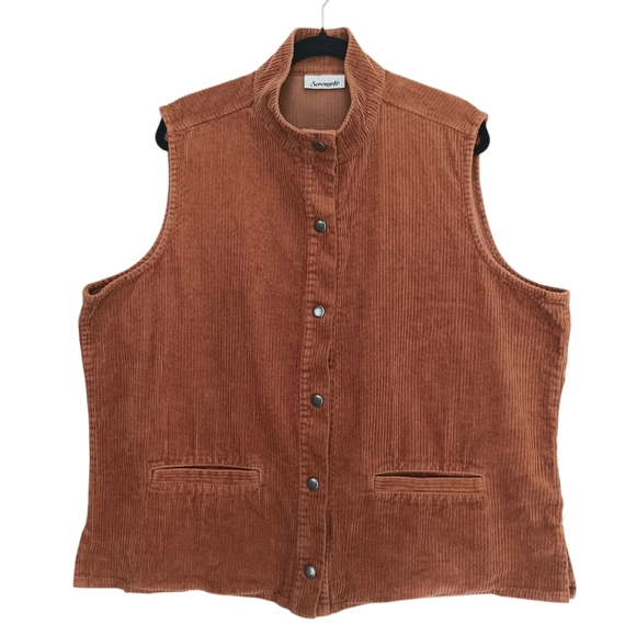 Serengeti Vest Women's Size 2X Rust/Orange Corduroy Button Down Sleeveless - Picture 1 of 10